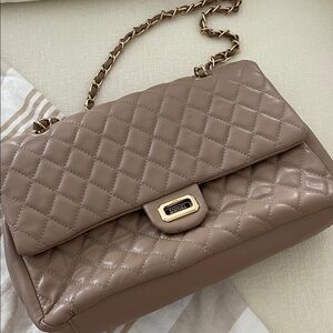 Badgley Mischka Quilted Tan Shoulder Bag